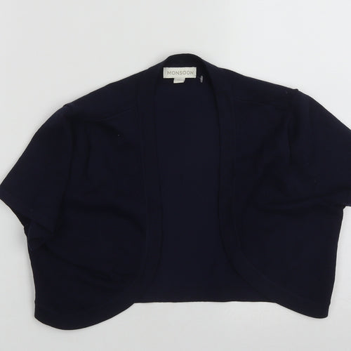 Monsoon Womens Blue Round Neck  Polyester Cardigan Jumper Size M