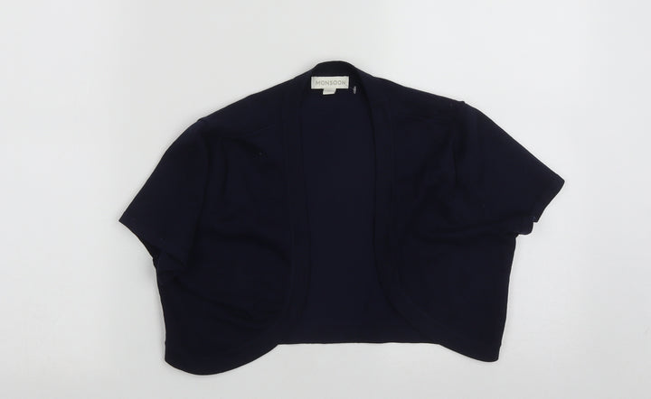 Monsoon Womens Blue Round Neck  Polyester Cardigan Jumper Size M