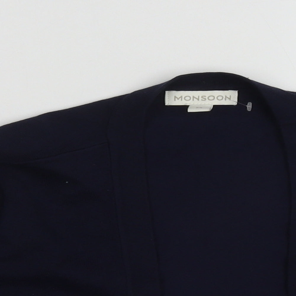Monsoon Womens Blue Round Neck  Polyester Cardigan Jumper Size M
