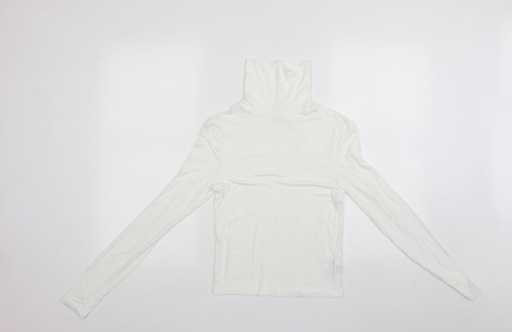 Divided Womens White Roll Neck Viscose Pullover Jumper Size S
