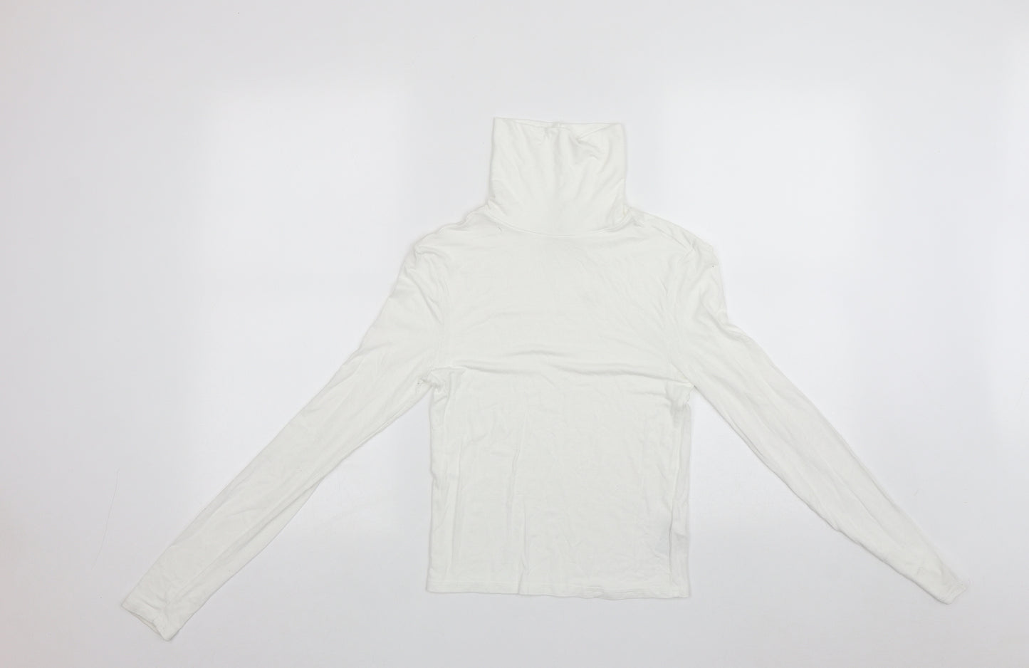 Divided Womens White Roll Neck  Viscose Pullover Jumper Size S