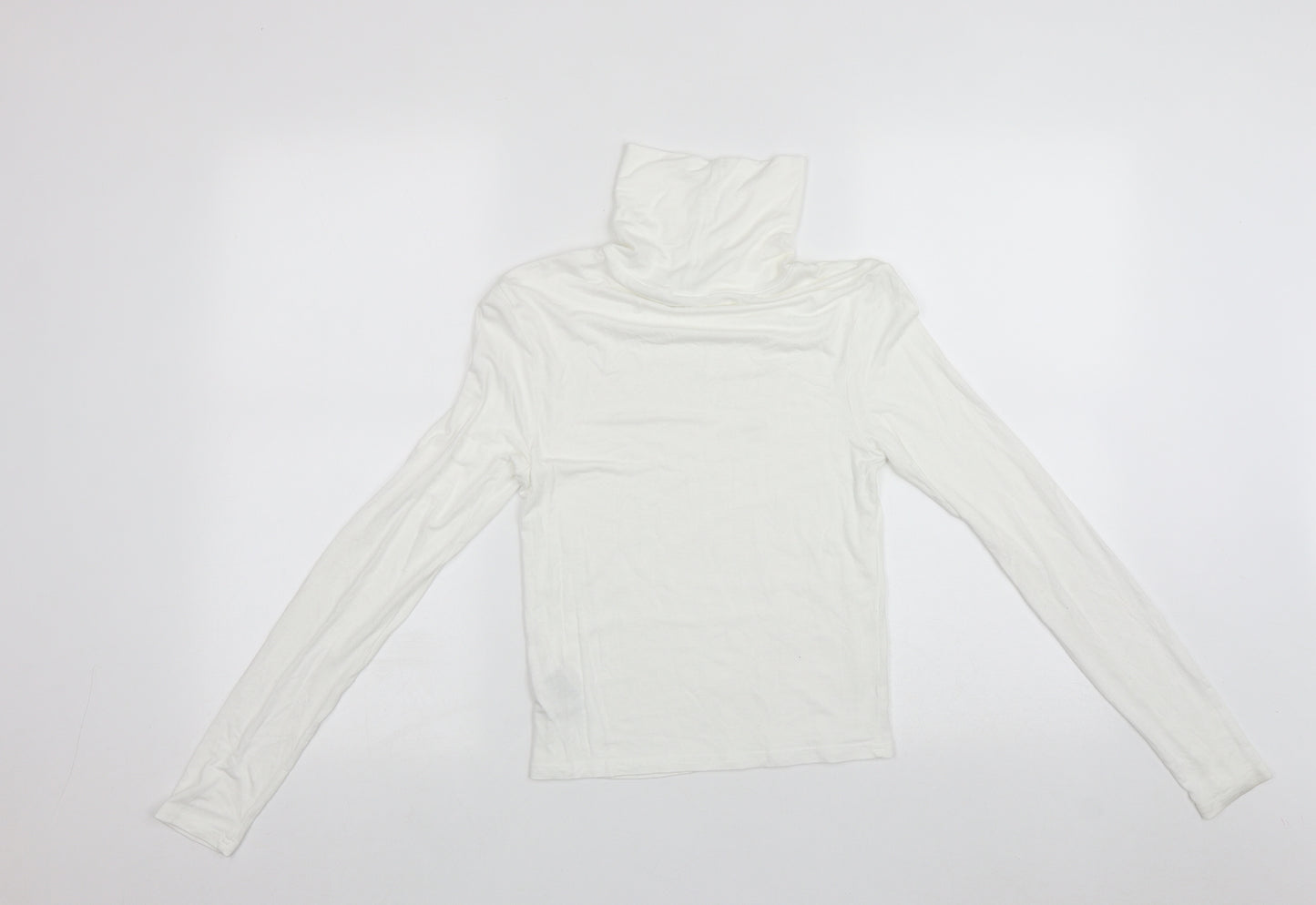 Divided Womens White Roll Neck  Viscose Pullover Jumper Size S