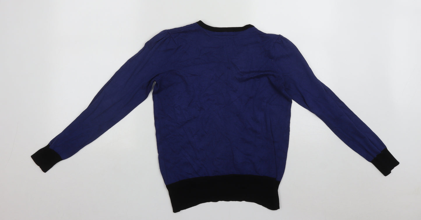 Marks and Spencer Womens Blue Round Neck  Polyamide Cardigan Jumper Size 12