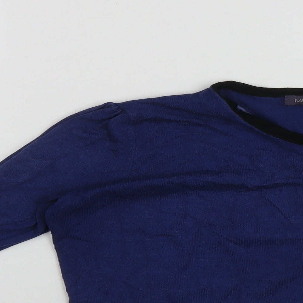 Marks and Spencer Womens Blue Round Neck  Polyamide Cardigan Jumper Size 12