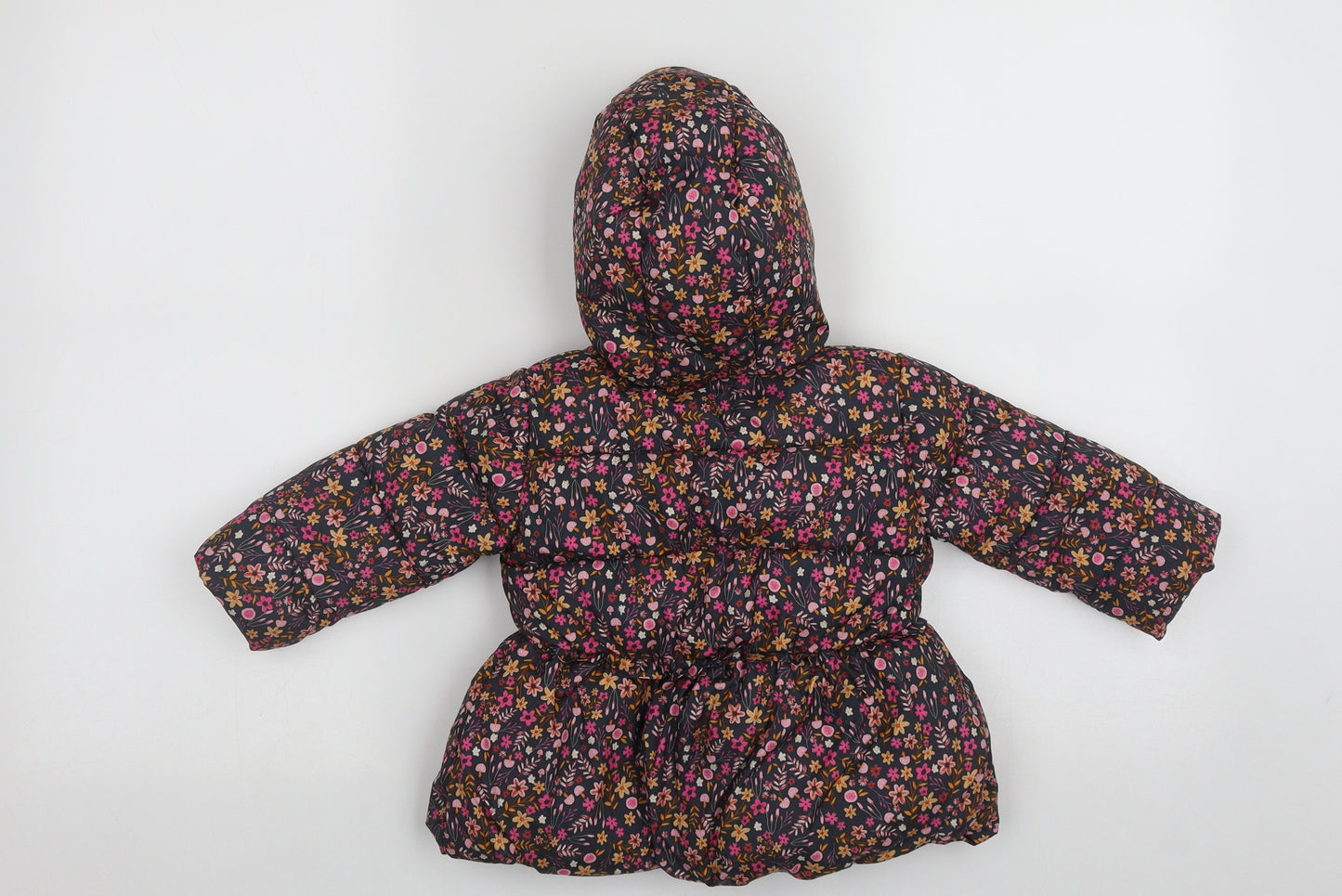 George Girls Multicoloured Floral  Puffer Jacket Coat Size 9-12 Months   Zip
