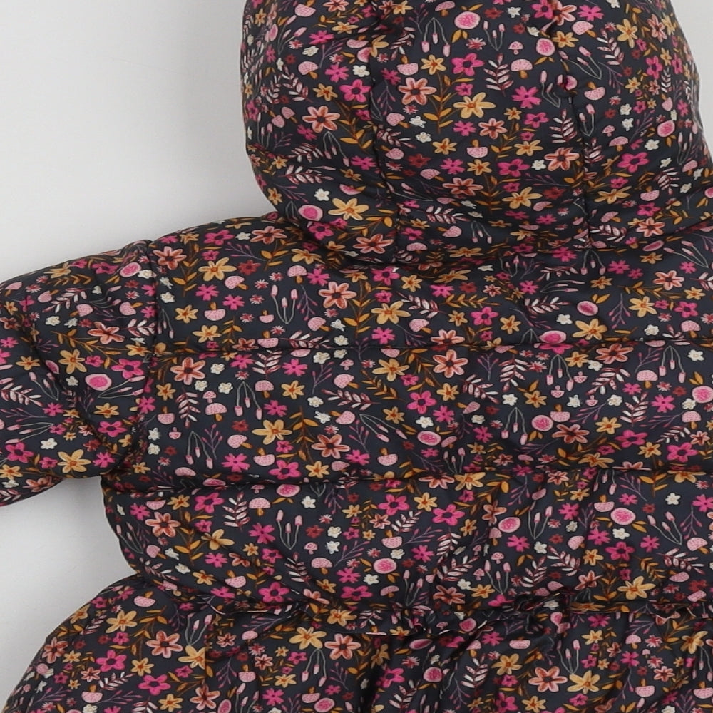George Girls Multicoloured Floral  Puffer Jacket Coat Size 9-12 Months   Zip