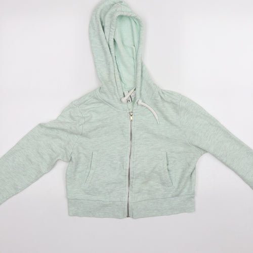 Divided Womens Green  Cotton Full Zip Hoodie Size S  Zip