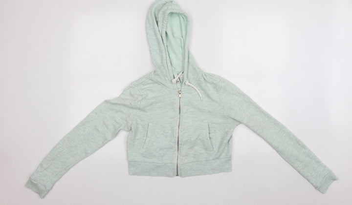 Divided Womens Green Cotton Full Zip Hoodie Size S Zip