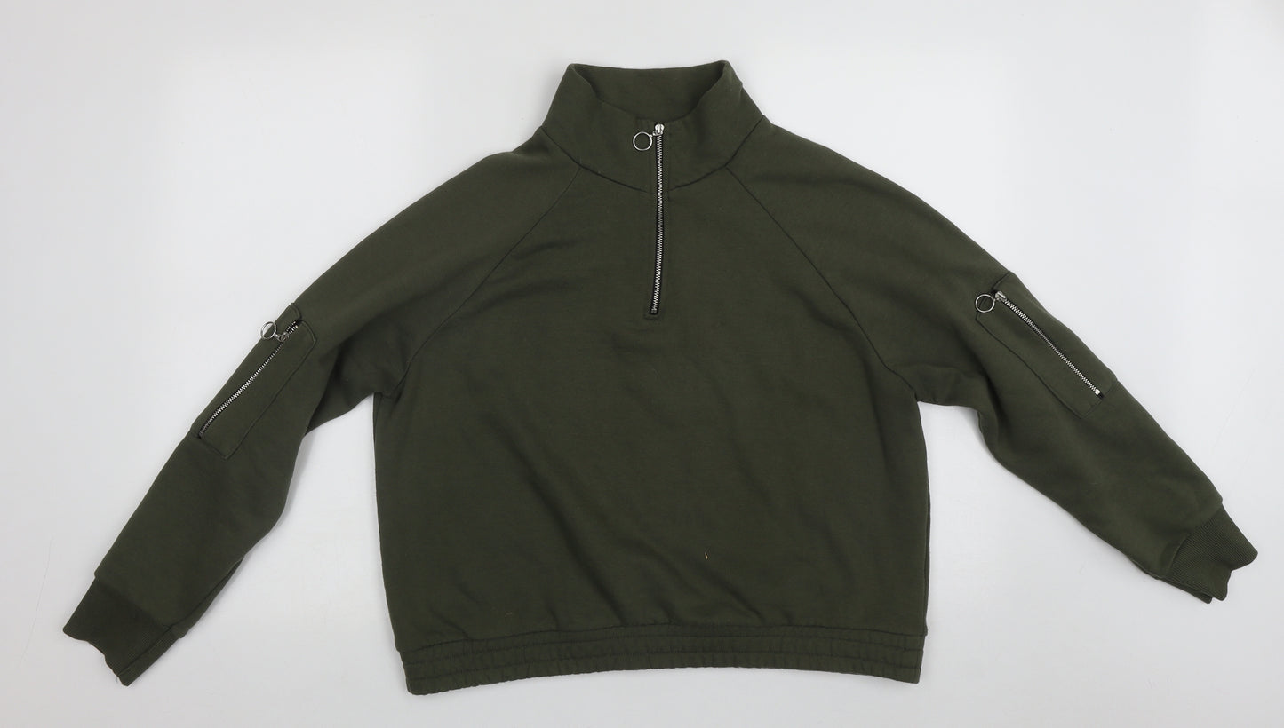 Primark Womens Green  Polyester Pullover Sweatshirt Size L  Zip