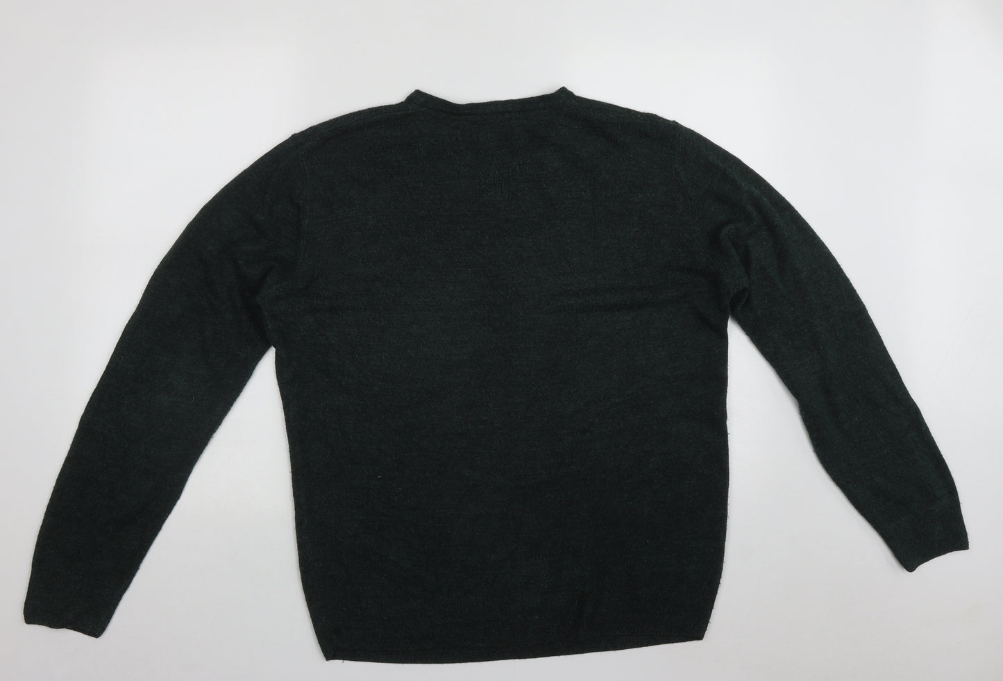 Matalan Mens Green V-Neck  Acrylic Pullover Jumper Size L