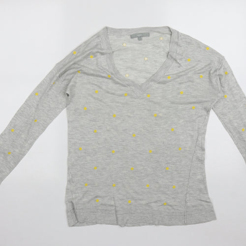 NEXT Womens Grey V-Neck Polka Dot Polyester Pullover Jumper Size 12
