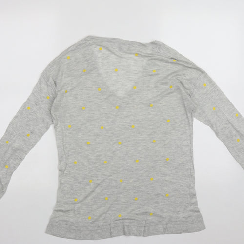 NEXT Womens Grey V-Neck Polka Dot Polyester Pullover Jumper Size 12