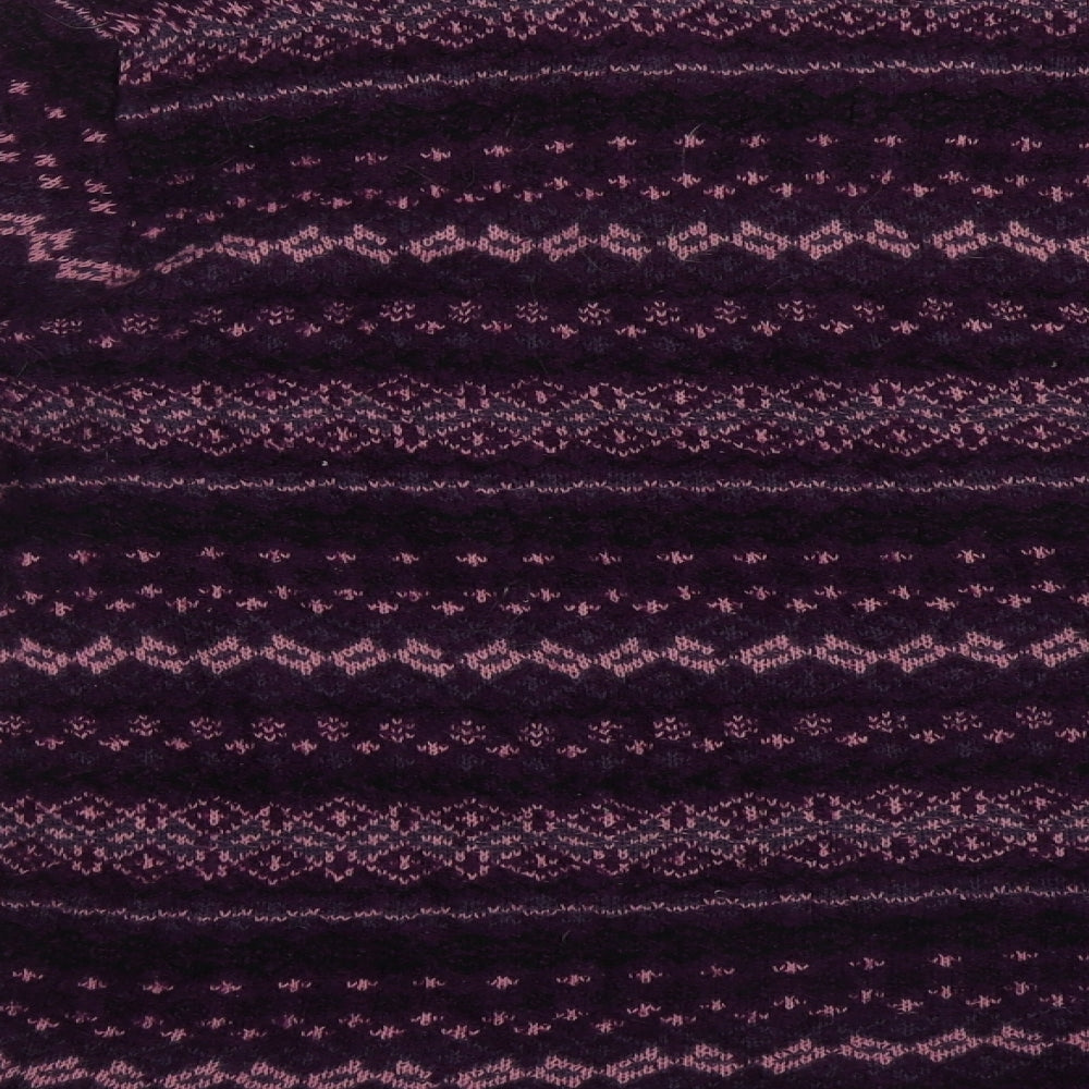 Pure &  Natural Womens Purple Round Neck Geometric Acrylic Pullover Jumper Size L