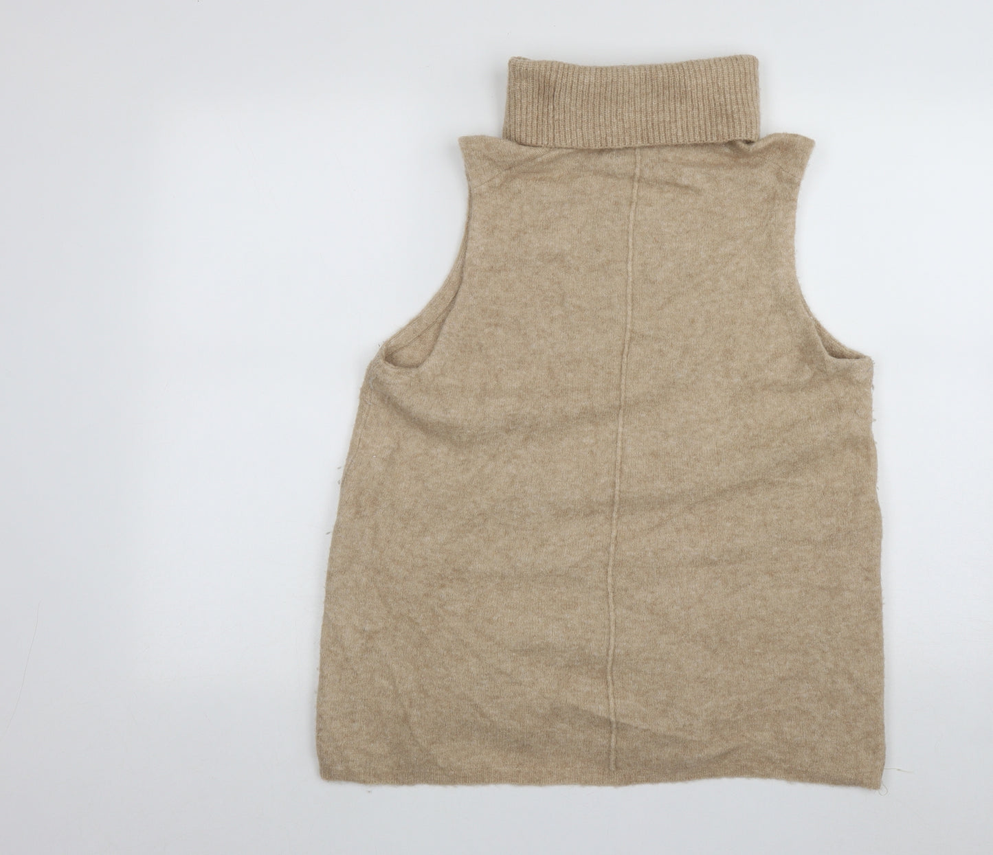 Marks and Spencer Womens Beige Roll Neck  Polyamide Vest Jumper Size 14