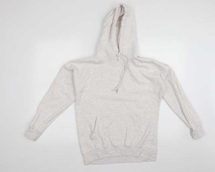 New Look Womens Ivory Cotton Pullover Hoodie Size S Drawstring