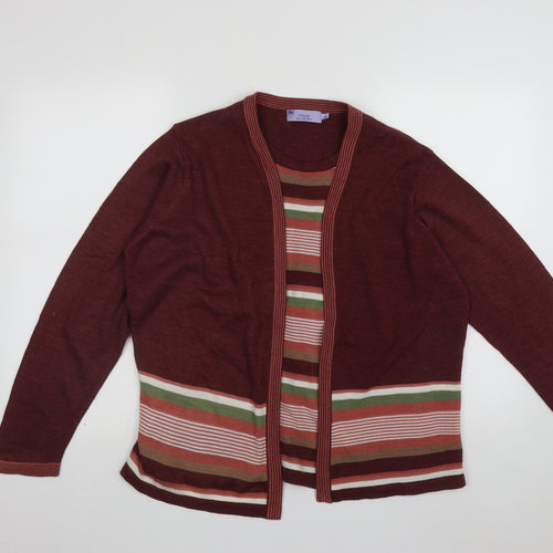 Honor Millburn Womens Multicoloured Round Neck Striped Acrylic Pullover Jumper Size L   - 2 in 1 top
