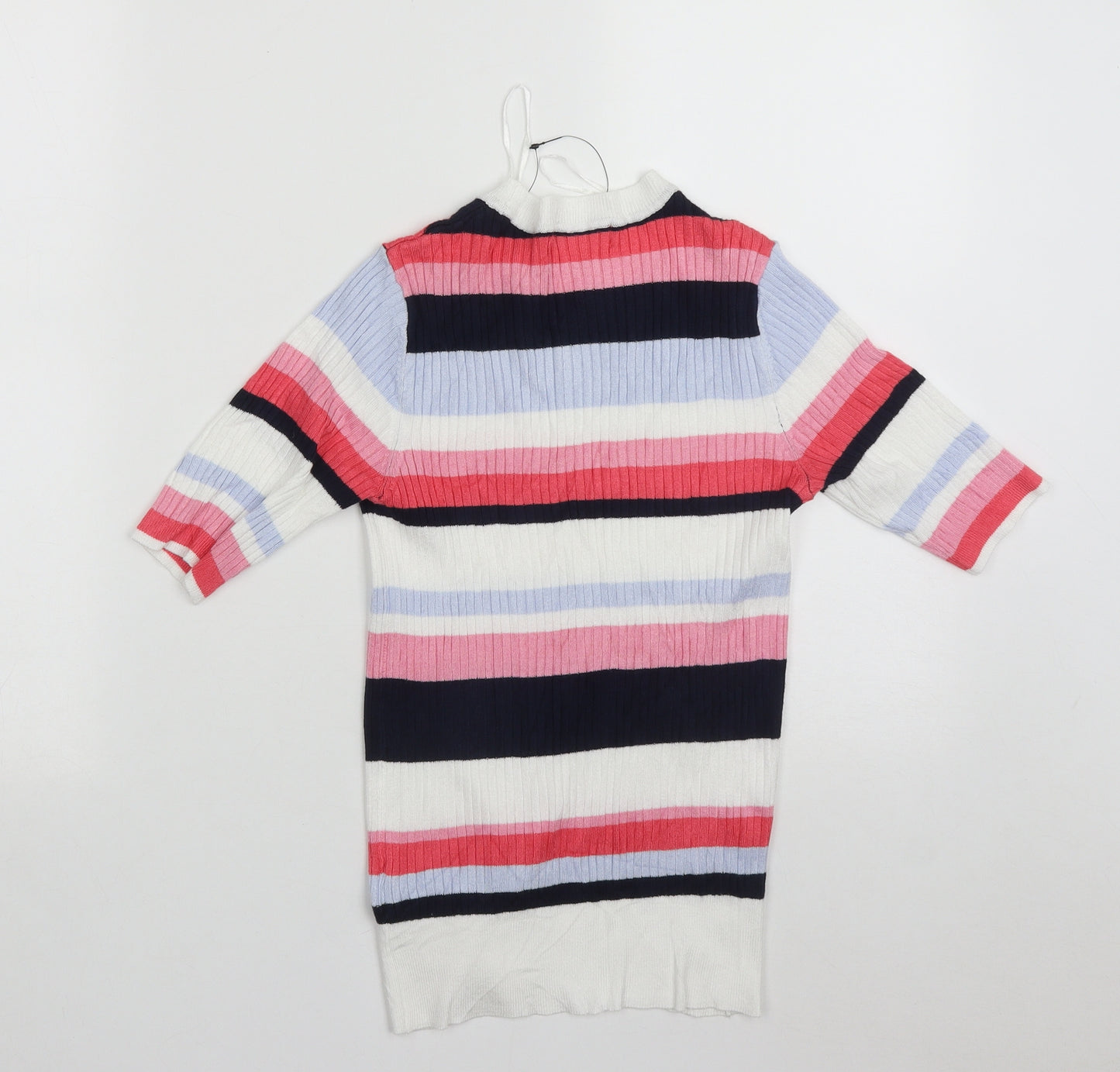 Marks and Spencer Womens Multicoloured Round Neck Striped Viscose Pullover Jumper Size 8