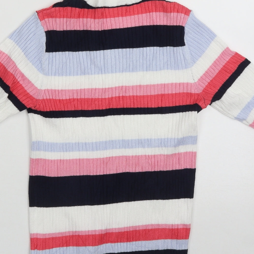 Marks and Spencer Womens Multicoloured Round Neck Striped Viscose Pullover Jumper Size 8