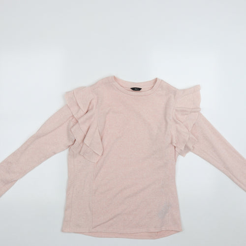 M&Co Womens Pink Round Neck  Polyester Pullover Jumper Size 8