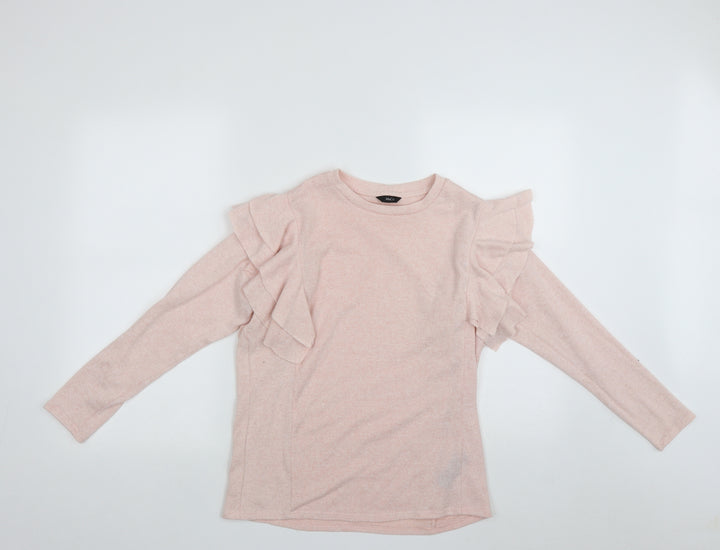 M&Co Womens Pink Round Neck  Polyester Pullover Jumper Size 8