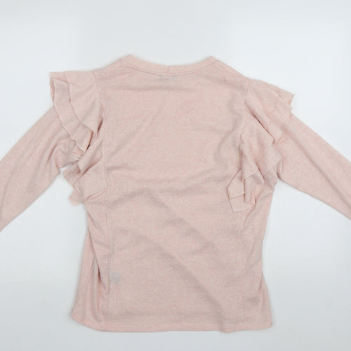 M&Co Womens Pink Round Neck  Polyester Pullover Jumper Size 8