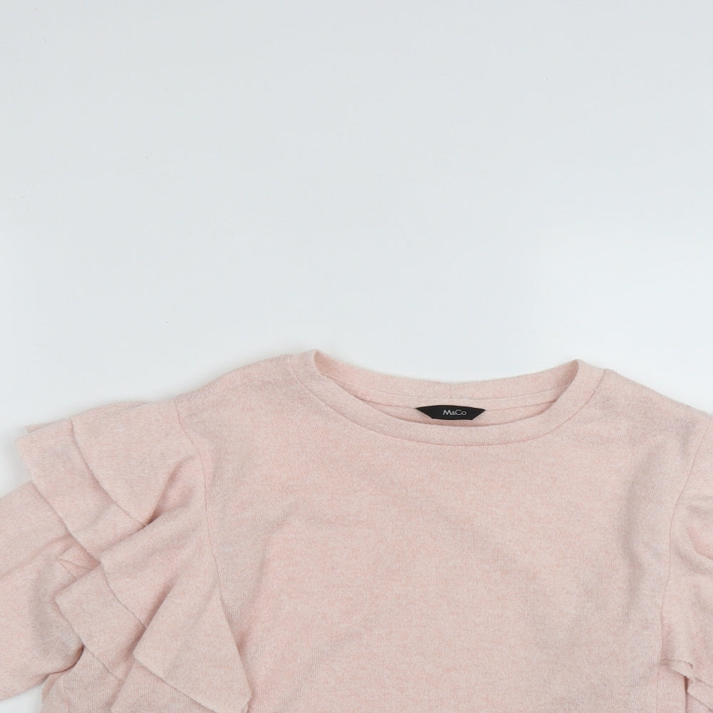 M&Co Womens Pink Round Neck  Polyester Pullover Jumper Size 8