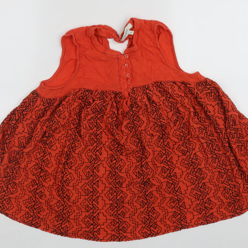 NEXT Womens Orange Geometric Viscose Basic Tank Size 8 Round Neck