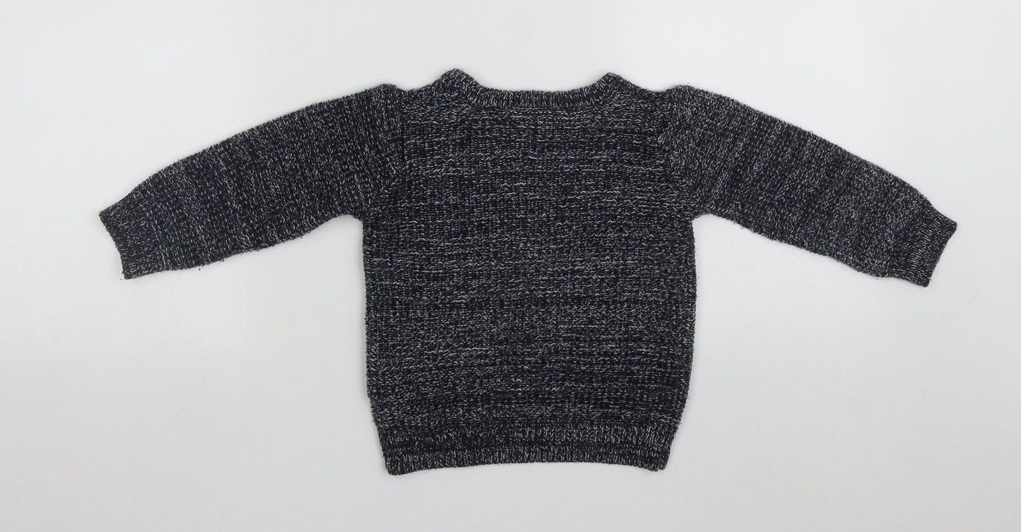 Little Rebel  Girls Blue Round Neck  Acrylic Pullover Jumper Size 2 Years