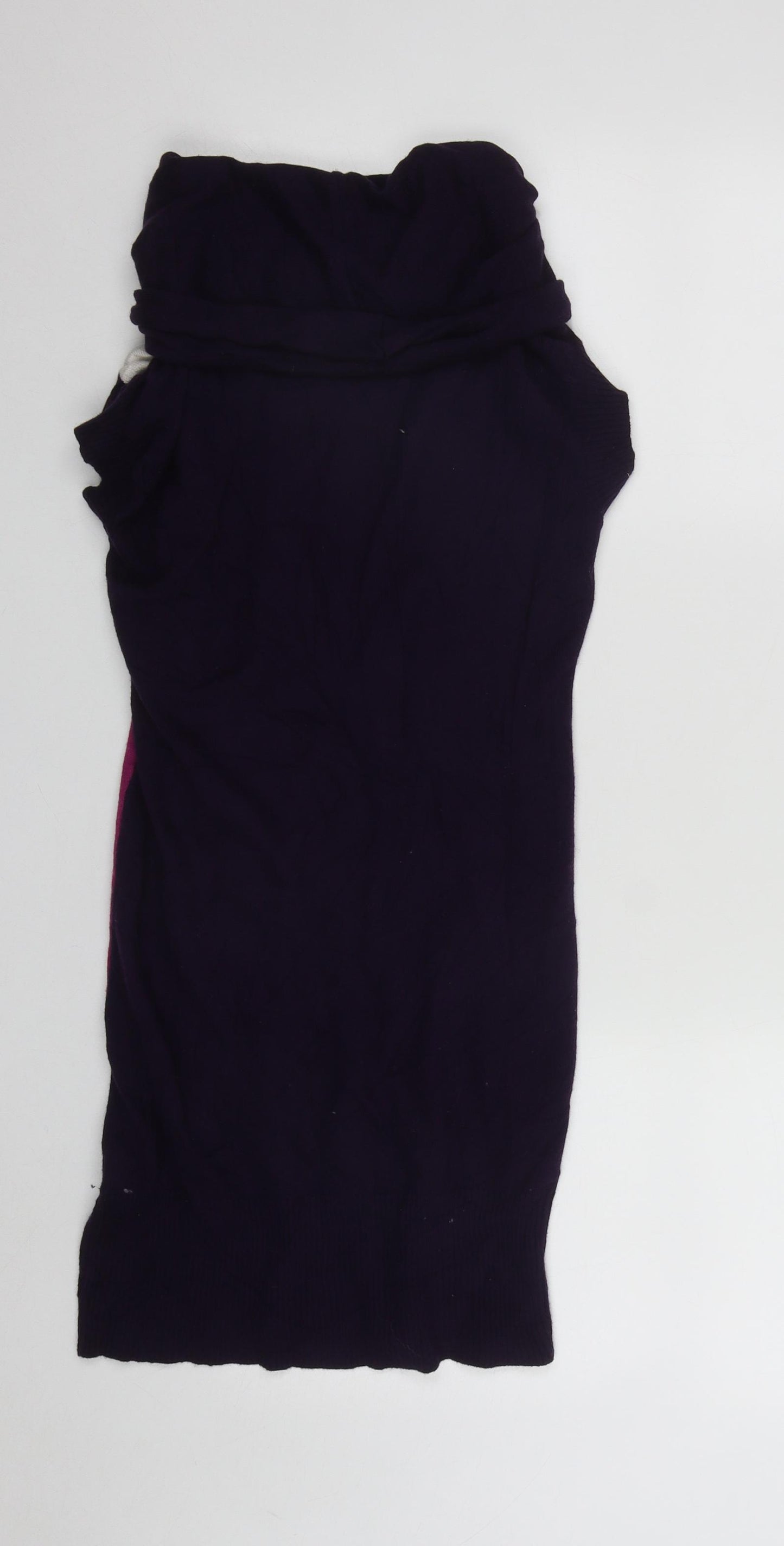 Preworn Womens Purple Roll Neck Geometric Viscose Tunic Jumper Size S