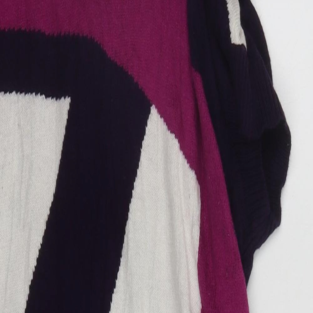 Preworn Womens Purple Roll Neck Geometric Viscose Tunic Jumper Size S