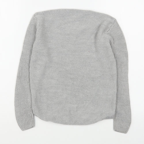 Pep&Co Girls Grey Round Neck  Acrylic Pullover Jumper Size 9-10 Years  Pullover