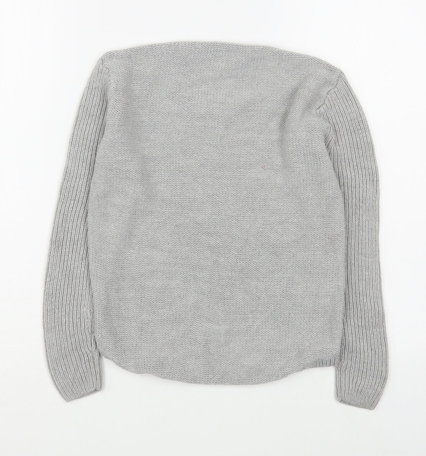 Pep&Co Girls Grey Round Neck  Acrylic Pullover Jumper Size 9-10 Years  Pullover