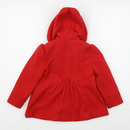 TU Girls Red   Overcoat Coat Size 3-4 Years  Button