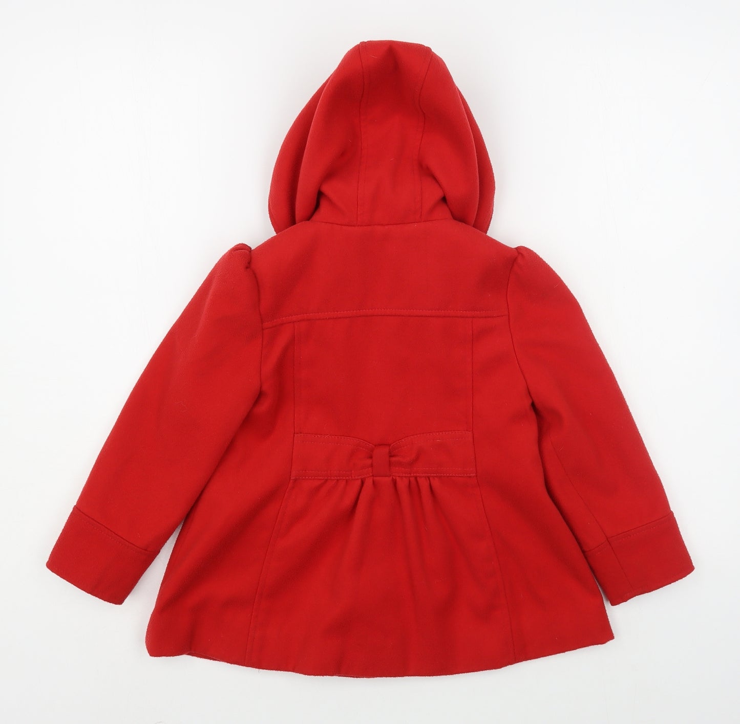 TU Girls Red   Overcoat Coat Size 3-4 Years  Button