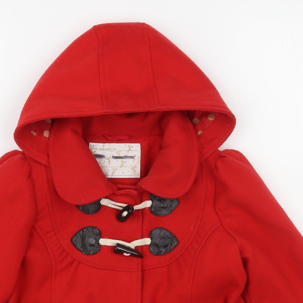 TU Girls Red   Overcoat Coat Size 3-4 Years  Button
