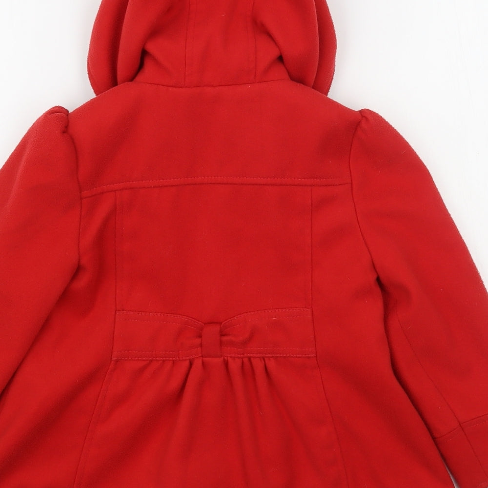 TU Girls Red   Overcoat Coat Size 3-4 Years  Button