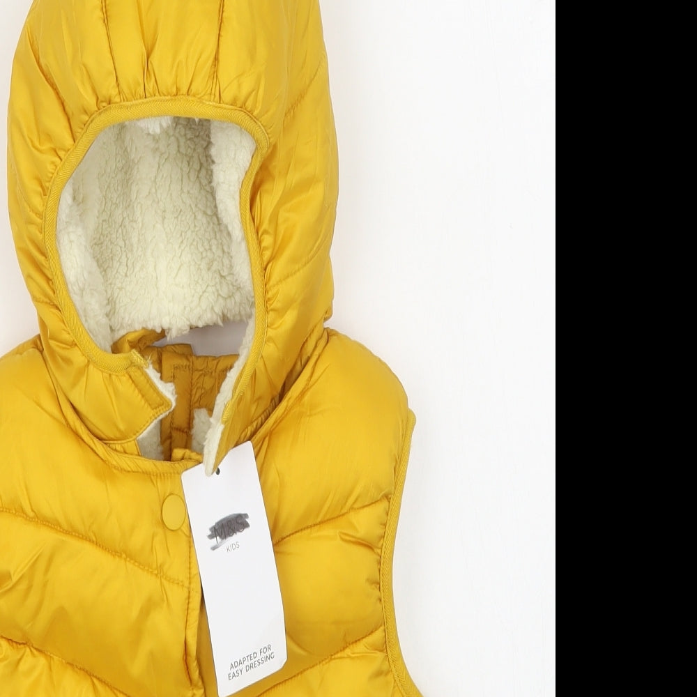 Marks and Spencer Boys Yellow   Gilet Coat Size 4-5 Years  Hook & Loop