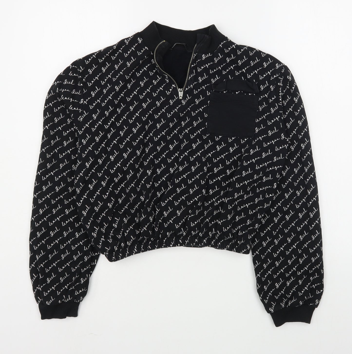 George Girls Black Geometric  Jacket  Size 14-15 Years  Zip