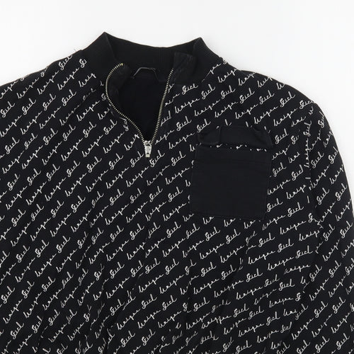 George Girls Black Geometric  Jacket  Size 14-15 Years  Zip