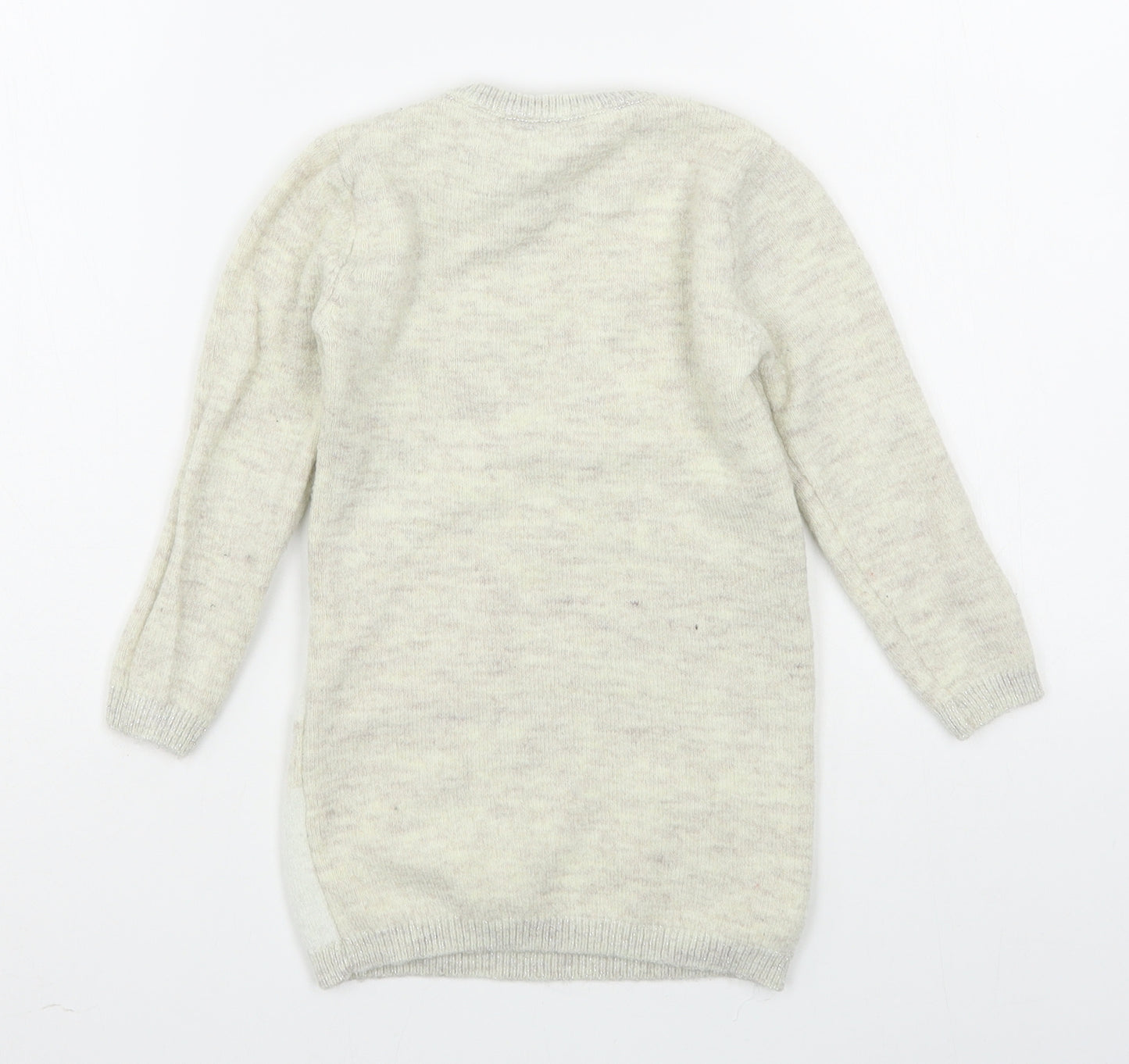Primark Girls Beige  Polyester Jumper Dress  Size 4-5 Years  Round Neck Pullover - Christmas