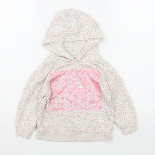 Primark Girls Multicoloured Floral Cotton Pullover Hoodie Size 2-3 Years  Pullover