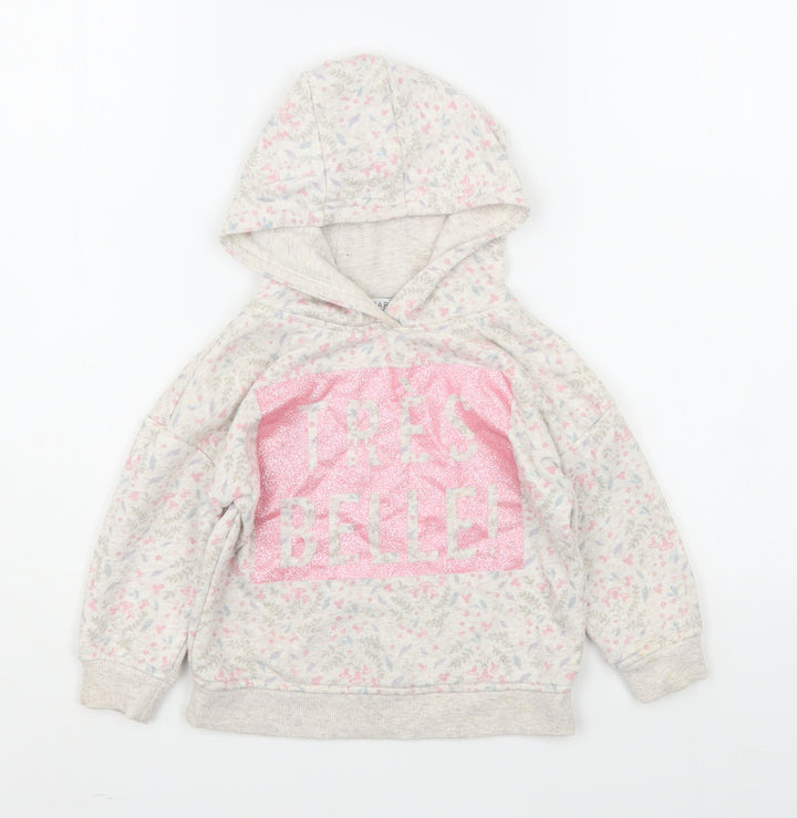 Primark Girls Multicoloured Floral Cotton Pullover Hoodie Size 2-3 Years Pullover