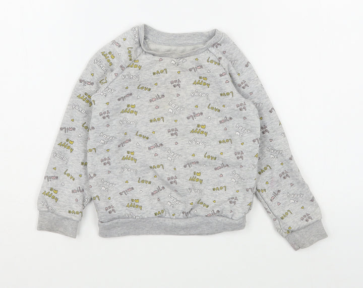 Primark Girls Grey Geometric Cotton Pullover Sweatshirt Size 2-3 Years  Pullover