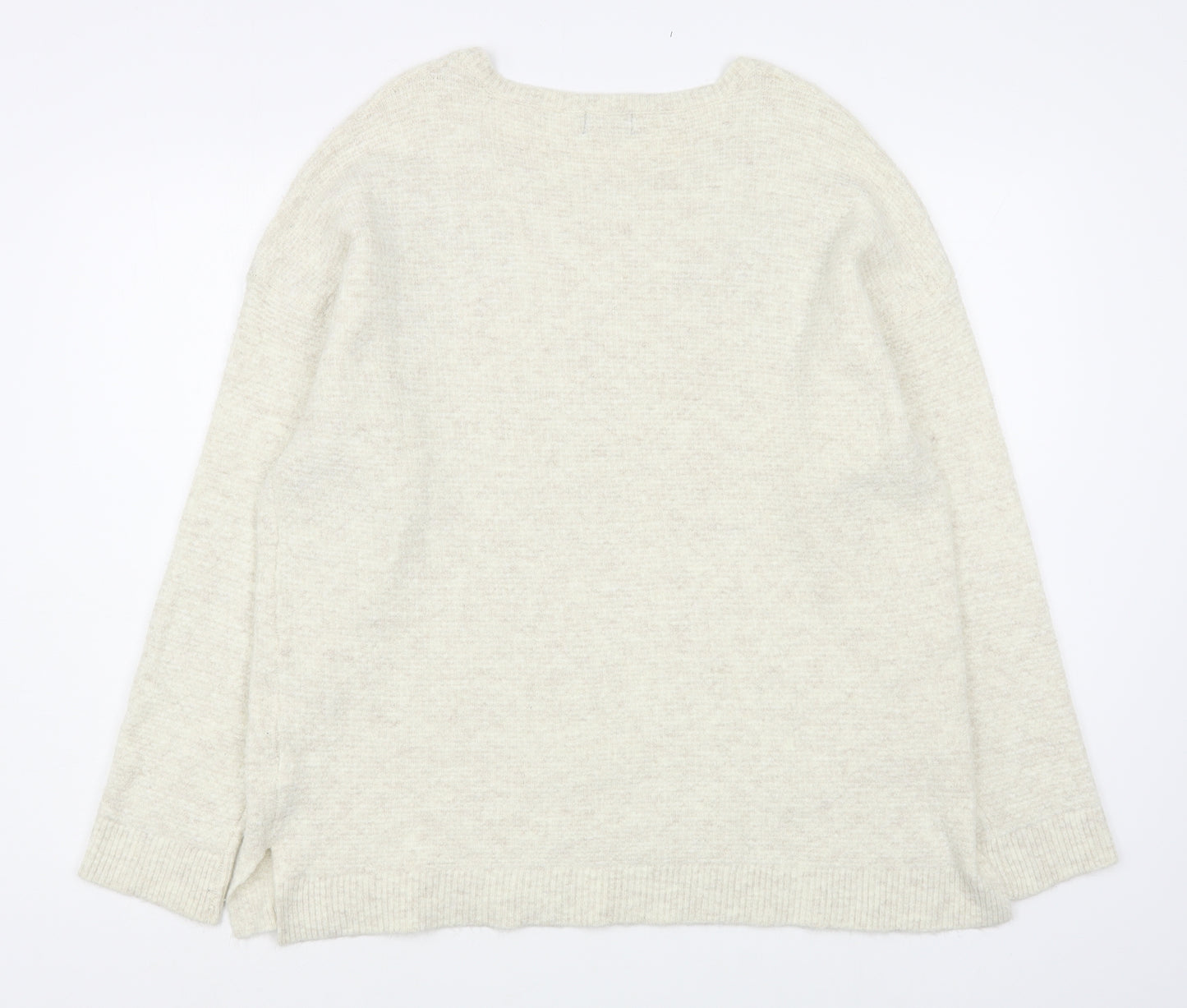 F&F Womens White Round Neck  Acrylic Pullover Jumper Size 16