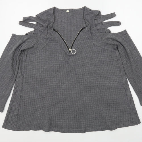 Preworn Womens Grey  Cotton Pullover Sweatshirt Size L  Zip