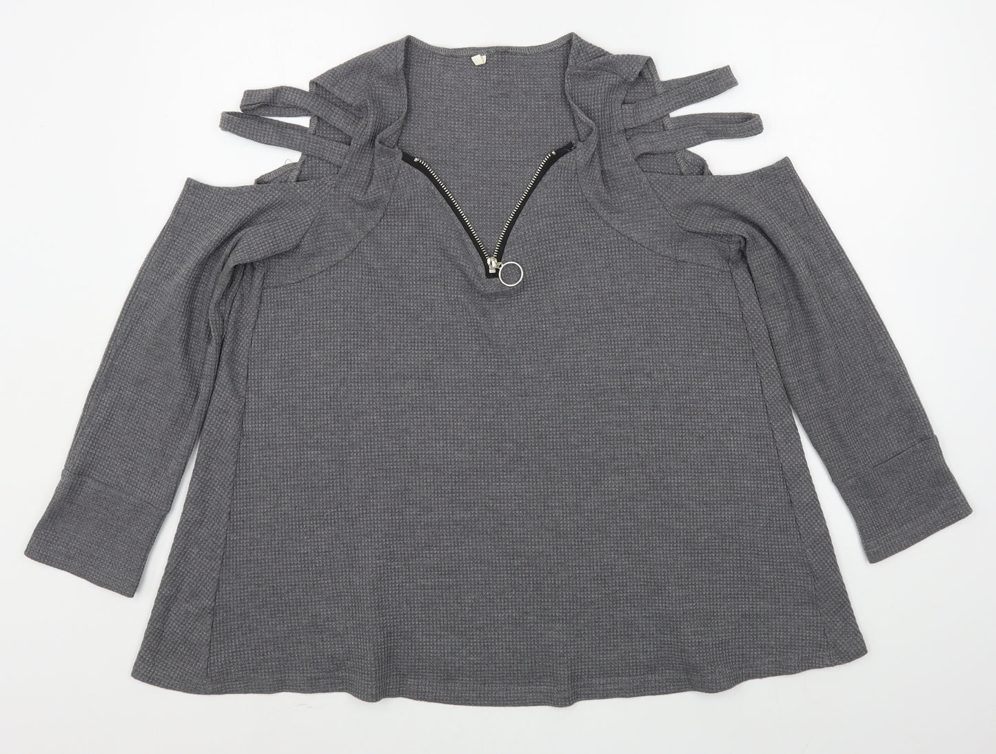 Preworn Womens Grey  Cotton Pullover Sweatshirt Size L  Zip