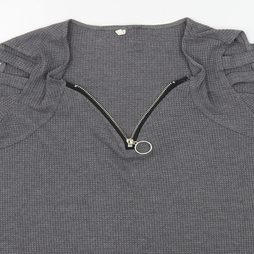 Preworn Womens Grey  Cotton Pullover Sweatshirt Size L  Zip