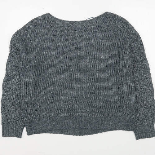 Rachel Roy Womens Blue Boat Neck  Acrylic Pullover Jumper Size M