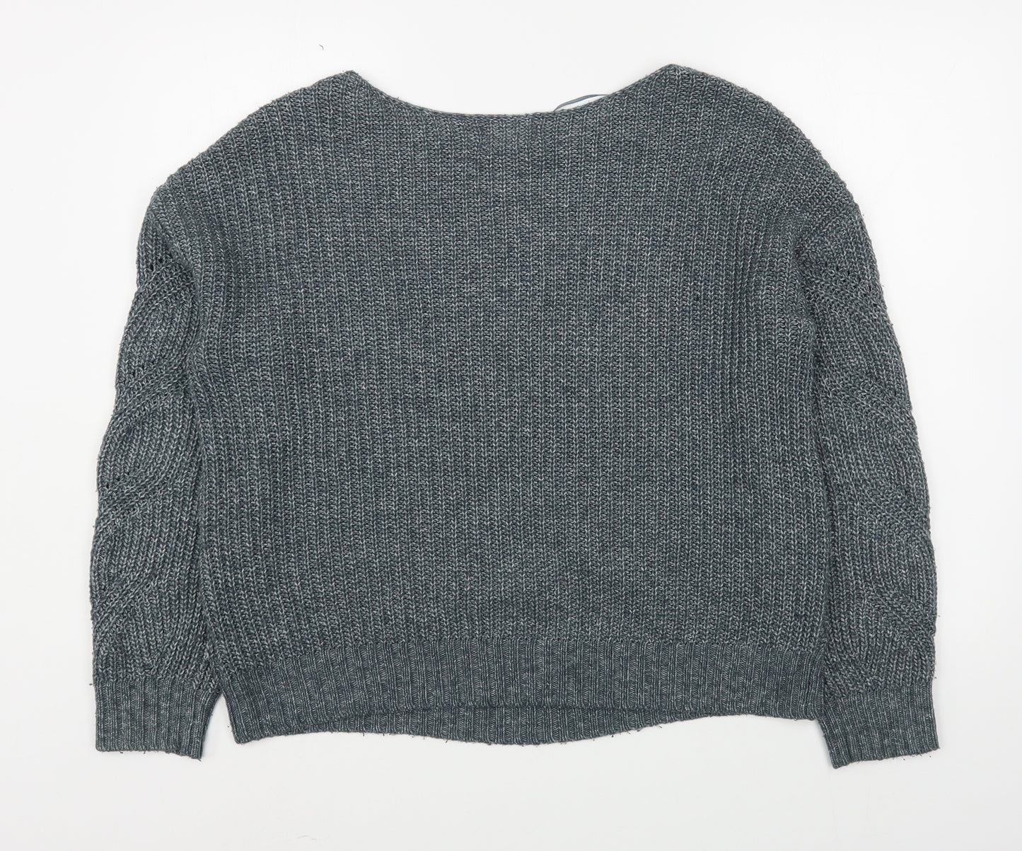 Rachel Roy Womens Blue Boat Neck  Acrylic Pullover Jumper Size M