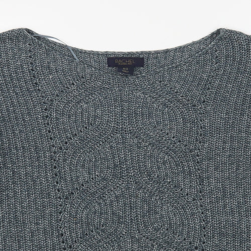 Rachel Roy Womens Blue Boat Neck  Acrylic Pullover Jumper Size M
